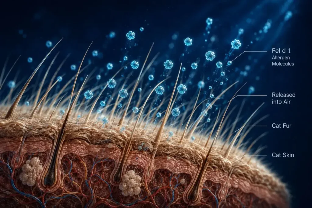 Allergen particles from cat skin cross-section Ragdoll Cats And Allergies