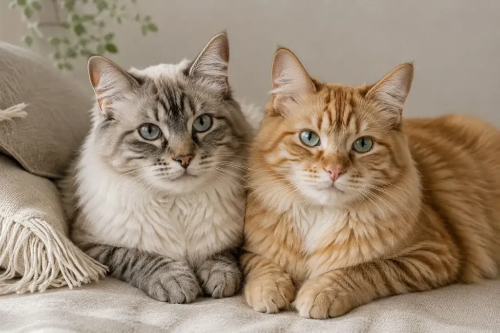 Cozy cats in soft light Ragdoll Tabby Cat Mix