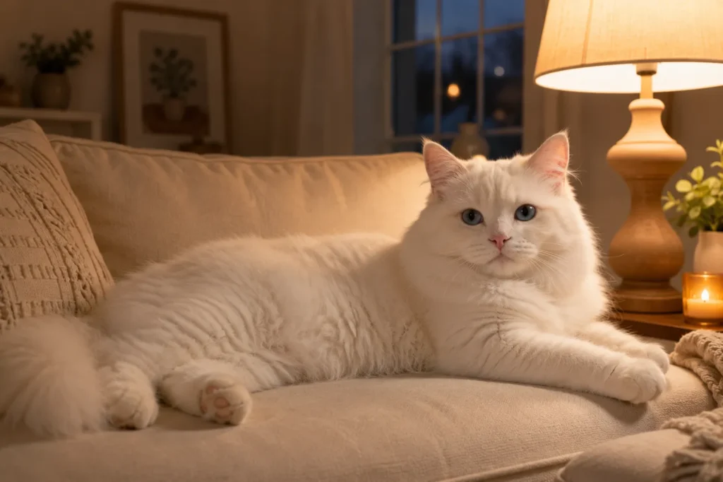 Cozy evening with a furry companion