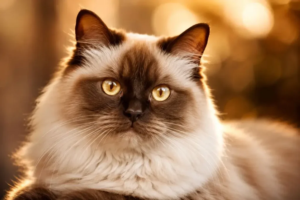 Fluffy cat in warm light
