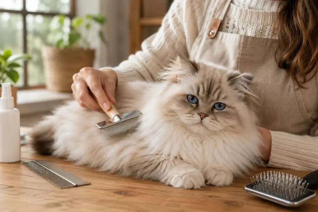 Gentle grooming in a cozy home