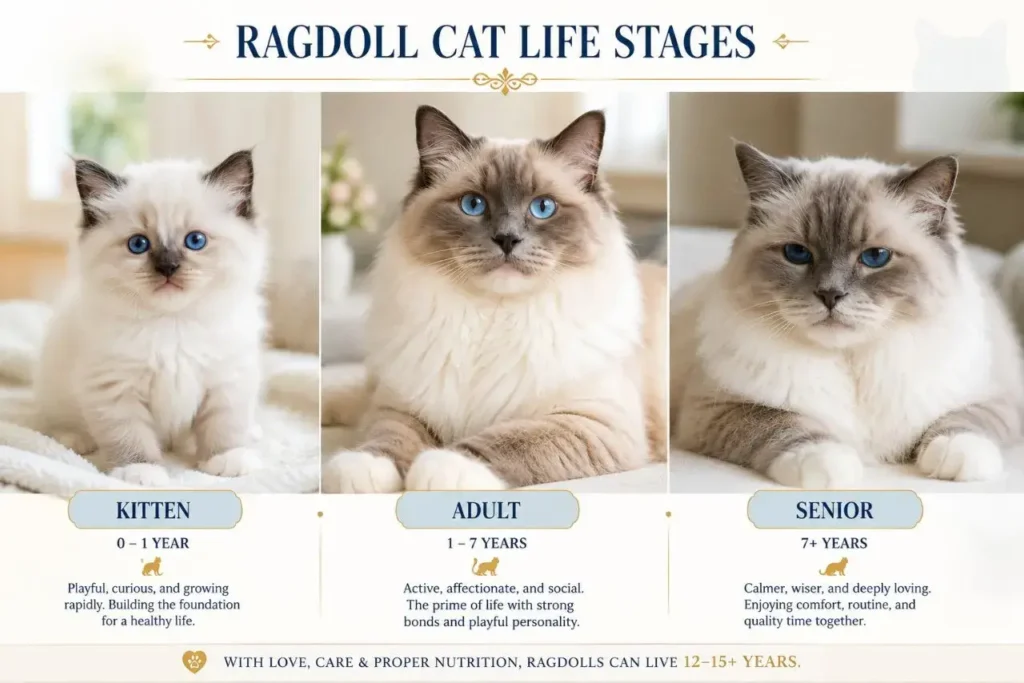 Ragdoll cat life stages infographic