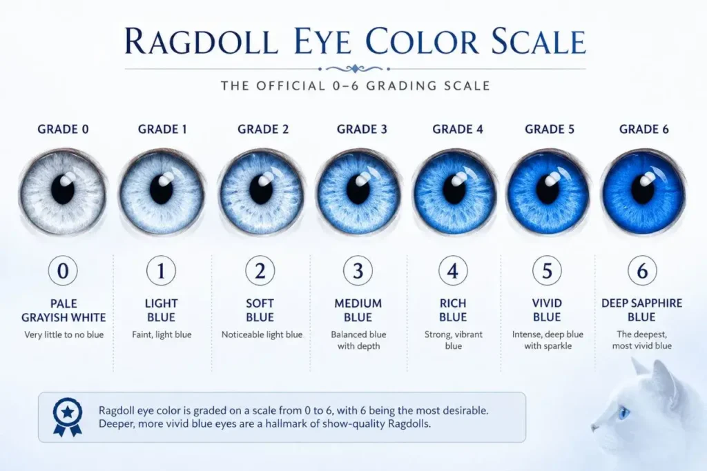 Ragdoll eye color grading scale