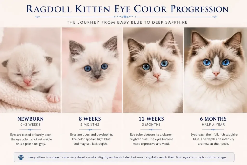Ragdoll kitten eye color journey