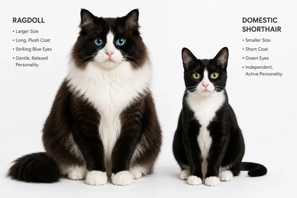 Ragdoll vs Domestic Shorthair Comparison