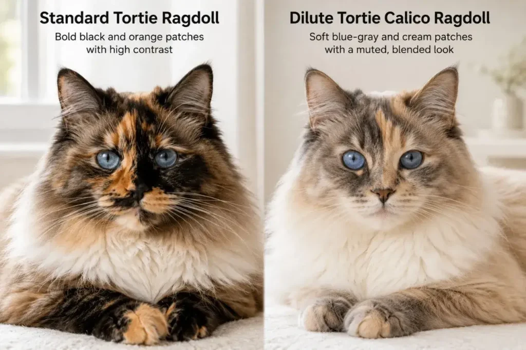 Standard vs dilute tortie Ragdoll cats Tortoiseshell Calico Ragdoll Cat