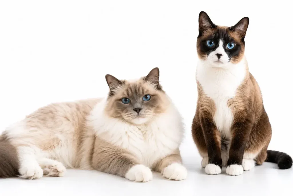 Two cats in soft studio light
