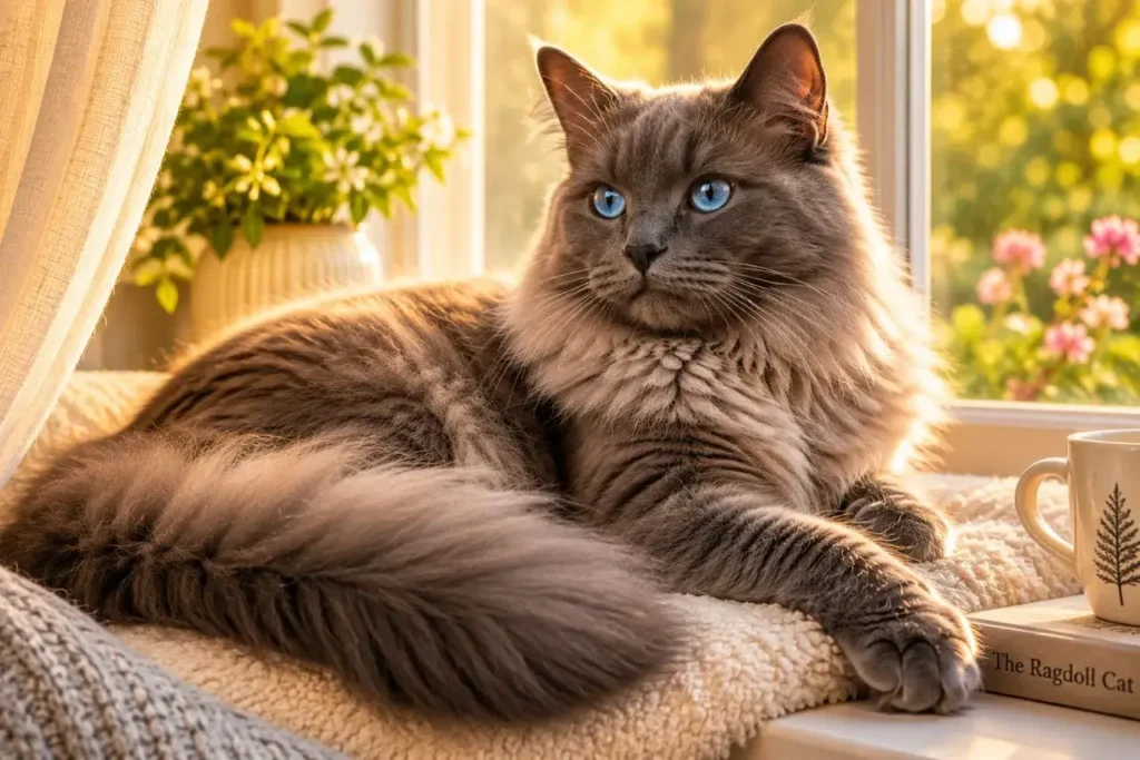 Cozy cat in golden sunlight