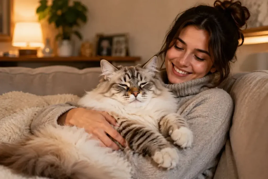 Cozy moments with a fluffy companion