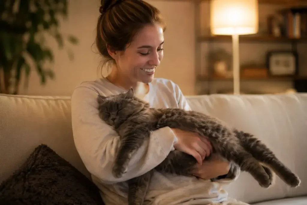 Cozy moments with a sleepy cat Dark Gray Ragdoll Cat