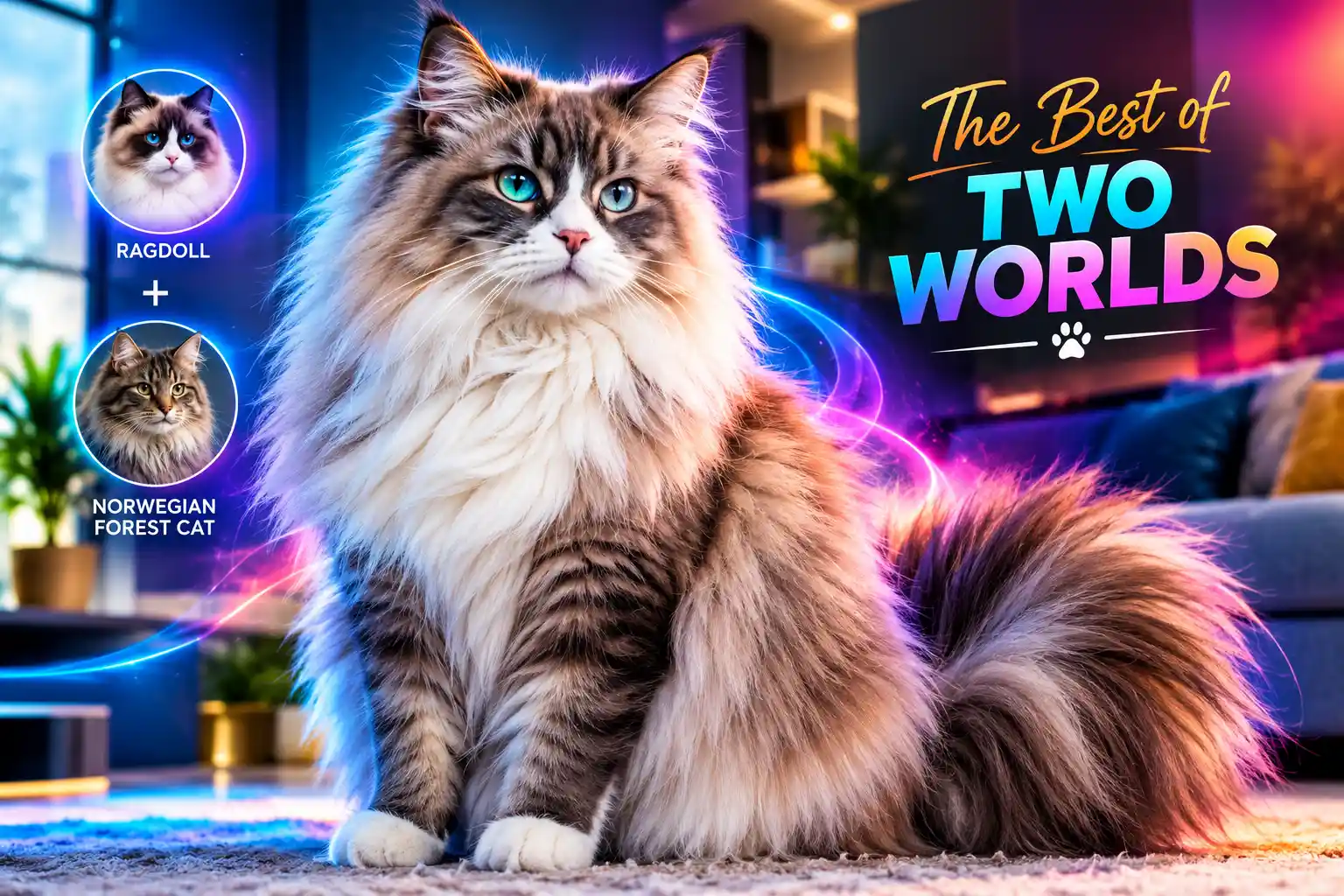 1 Ragdoll Norwegian Forest cat mix