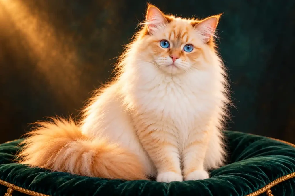 10 Regal Blue-Eyed Cat on Emerald Velvet