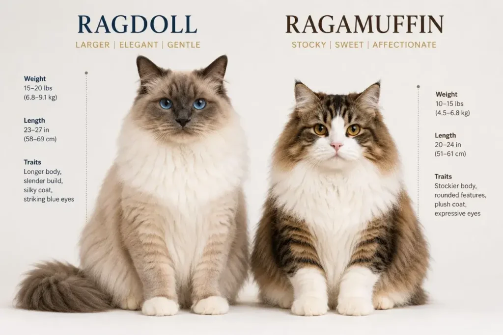 Ragdoll vs Ragamuffin cat comparison