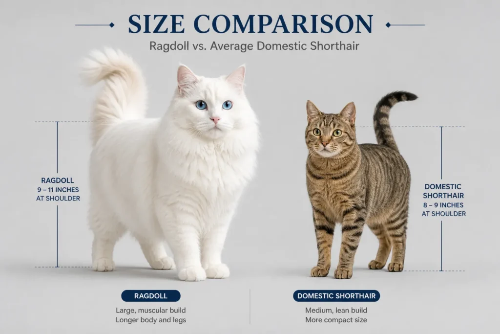 Cat size comparison: Ragdoll vs tabby