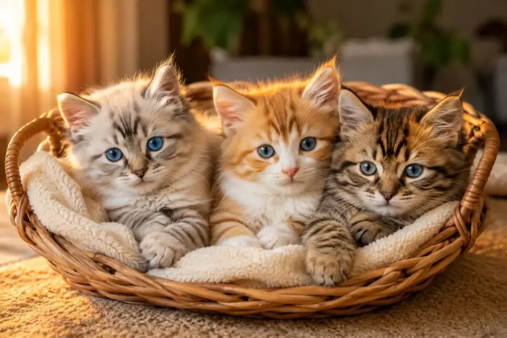 Cozy-kittens-in-a-sunlit-basket