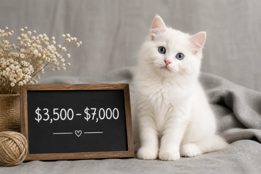 Fluffy kitten and tranquil still life