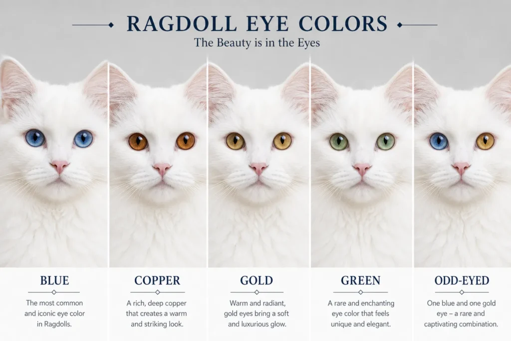 Ragdoll cat eye color variations