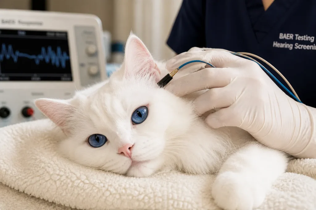 Veterinary hearing test for a cat