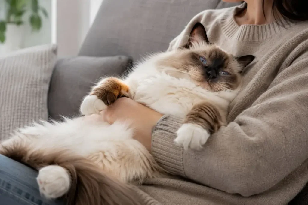 Cozy moments with a fluffy companion Ragamuffin vs Ragdoll