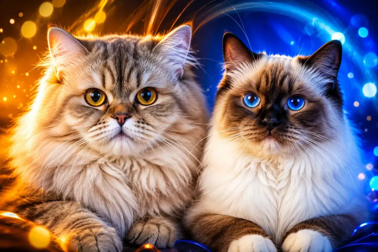 Fluffy companions in contrasting light