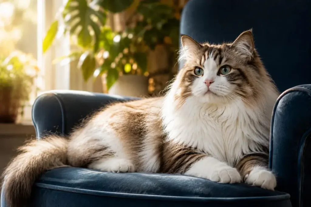 Sunny relaxation on a velvet chair